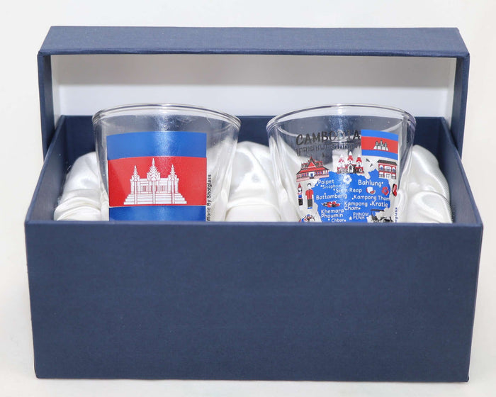 Cambodia Souvenir Boxed Shot Glass Set (Set of 2)