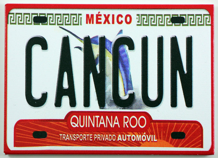 Cancun Mexico License Plate Fridge Collector's Souvenir Magnet 2.5" X 3.5"