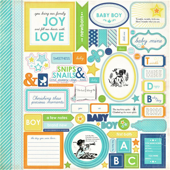 Carta Bella 12 x 12 Baby Mine Element Sticker Sheet - SCRAPBOOKFARE