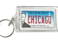 Chicago Illinois License Plate Acrylic Rectangular Souvenir Keychain 2.5" X 1.5"
