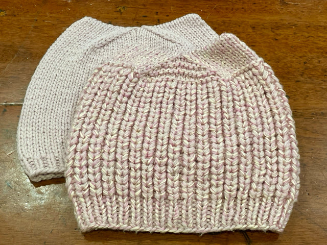 Child Small Pale Pink Cashmere and Silk Knit Kitty Hat