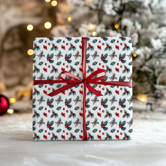 Christmas Holly Wrapping Paper Roll
