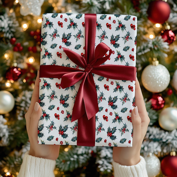 Christmas Holly Wrapping Paper Roll