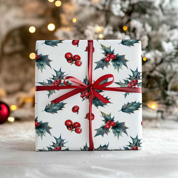 Christmas Holly Wrapping Paper Roll