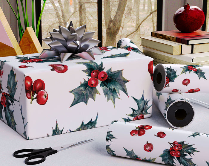Christmas Holly Wrapping Paper Roll
