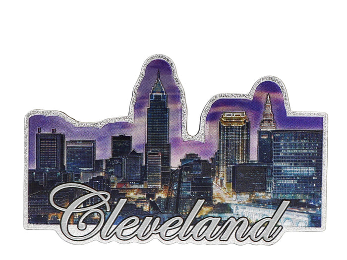 Cleveland Ohio Night Skyline Foil Magnet 3.75"x 2.5"x 0.125"
