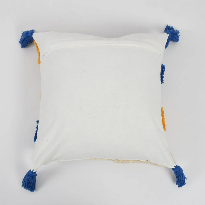 Cobalt Blue & Marigold Accents Hand-Tufted Cushion Covers - 16*16 inches Set of 2 (TFB)