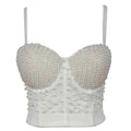 Corset Top Push Up Rhinestone Pearl Bra Club Party Vest