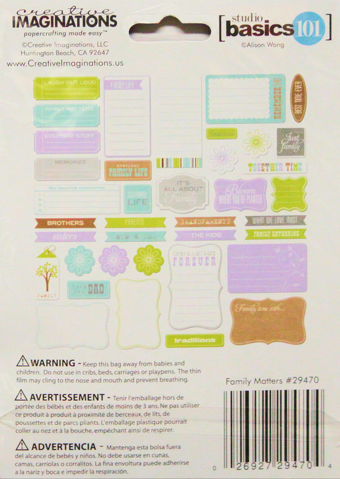 Creative Imaginations Family Matters 38pc Die-Cuts Embellishments - SCRAPBOOKFARE