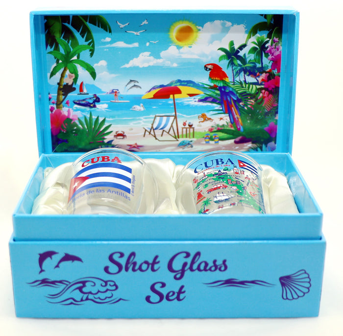 Cuba Caribbean Shot Glass Boxed Set (Set of 2)