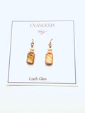 Czech Glass Earrings, Yellow Square