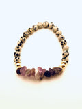 Dalmatian Bracelet Jasper Natural Stone with Purple Amethyst