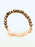 Dalmation Bracelet Jasper Natural stone with Rose Quartz
