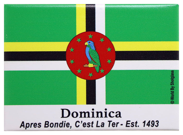 Dominica Flag Caribbean Fridge Collector's Souvenir Magnet 2.5" X 3.5"