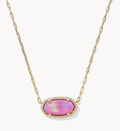 Elisa Pave Framed Pendant Gold Pink Resin Necklace Kendra Scott