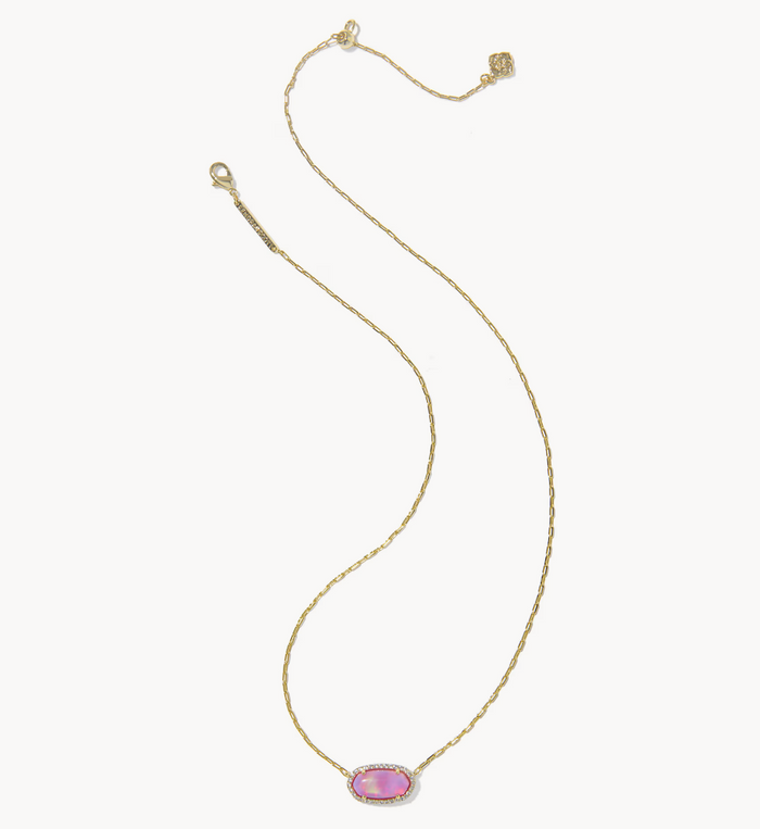 Elisa Pave Framed Pendant Gold Pink Resin Necklace Kendra Scott