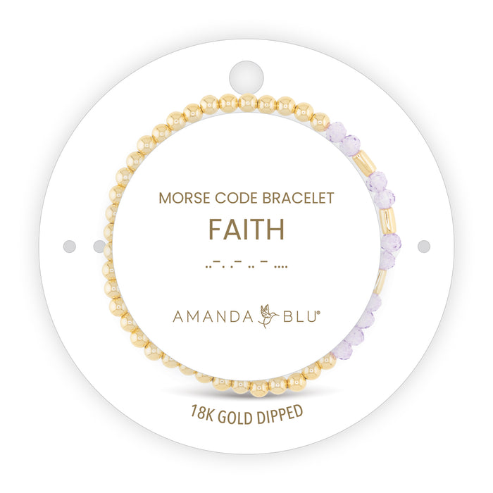 Faith Morse Code Stretch Bracelet, 18K Gold-Dipped