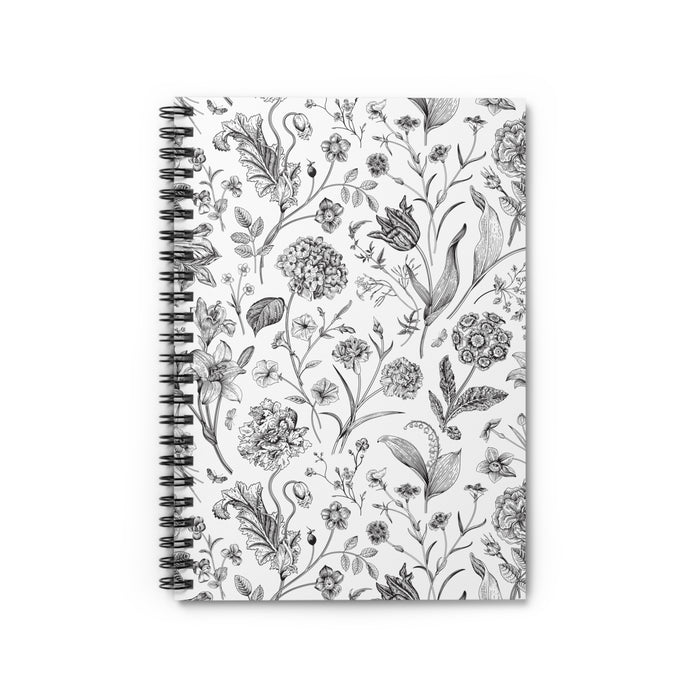 Floral Sketch Spiral Notebook — Ruled Journal for Notes & Sketches