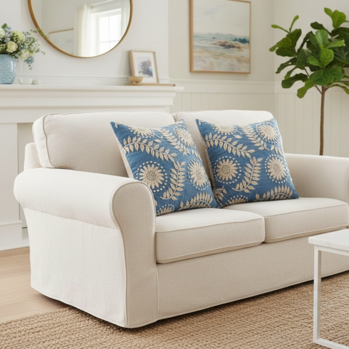 Folk Floral Embroidered Pillow Cover 40*40cms - (TFB)