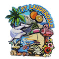 Fort Lauderdale Florida Beach and Fauna Wood Epoxy Magnet 3.75" x 3.5" x 0.4"