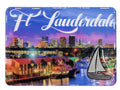 Fort Lauderdale Florida Night City Sky and Metal Ship Icons Magnet 3.5"x 2.5"x 0.125"
