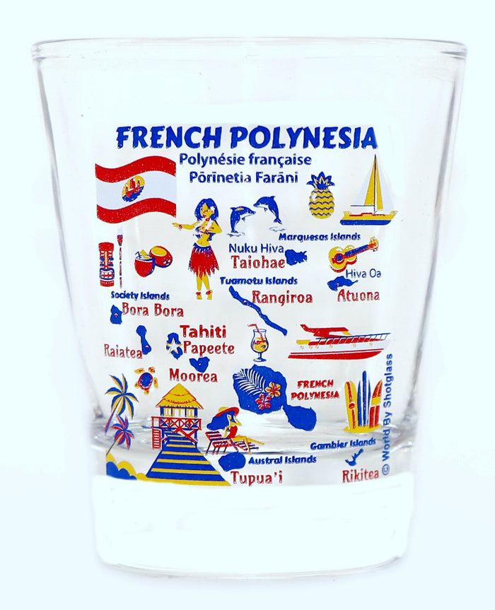 French Polynesia Bora Bora Tahiti Landmarks and Icons Collage Shot Glass