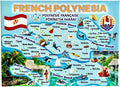 French Polynesia Graphic Map and Attractions Souvenir Fridge Magnet 2.5" X 3.5"
