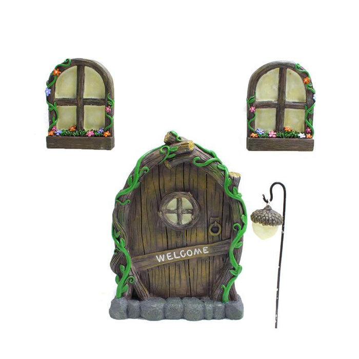Garden Tree Décor Glow-in-the-Dark Fairy Door And Window Set