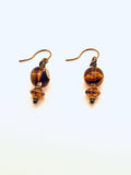 German Glass Earrings, Amber Color