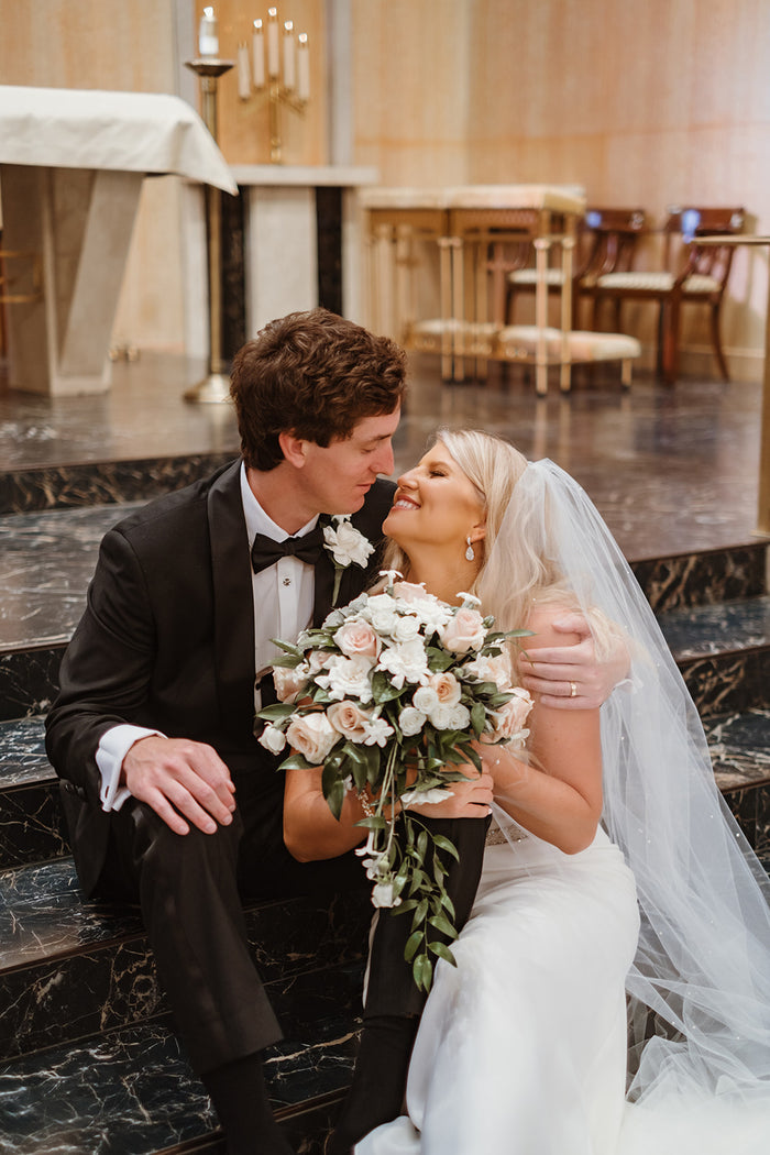 Gleaming White and Blush Kansas Wedding