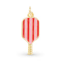 gold enamel pink striped pickleball paddle charm