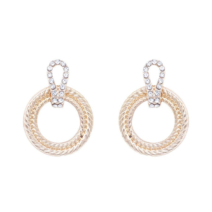 Gold Textured Circle 1.25" Hoop Earring