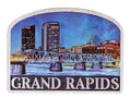 Grand Rapids Michigan Night City Sky River Bridge Foil Magnet 3.0"x 2.5"x 0.125"