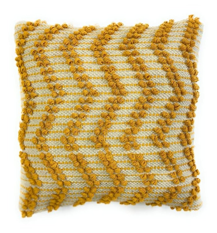 Graphic Yellow Chevron Hand-Tufted Cushion Covers - 16*16 inches Set of 2 (TFB)