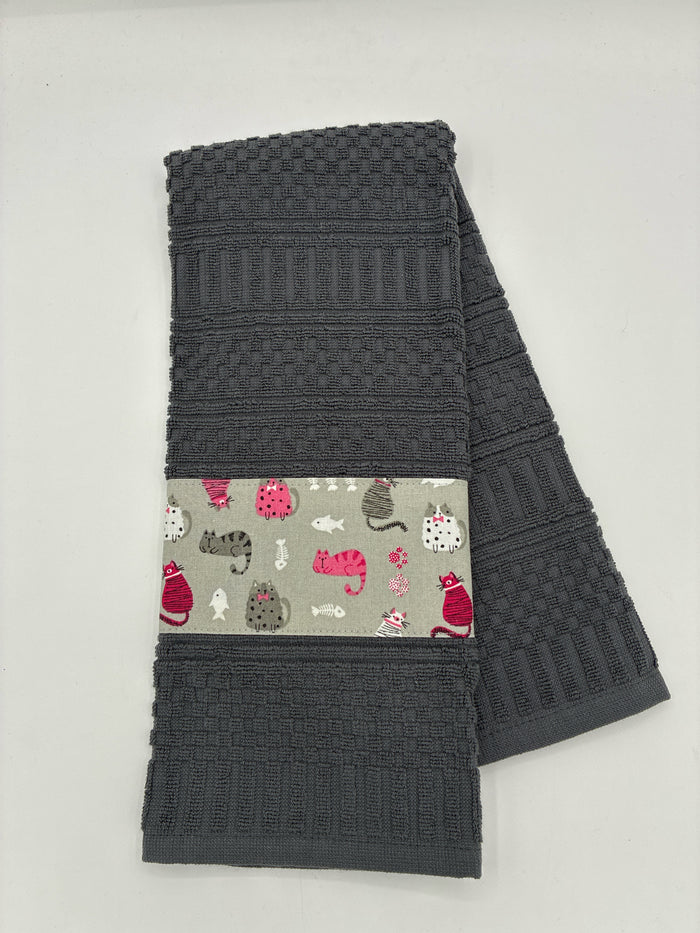 Gray towel with Cat Trim