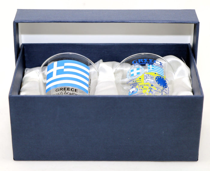 Greece Souvenir Boxed Shot Glass Set (Set of 2)