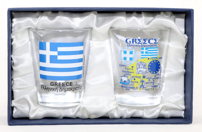 Greece Souvenir Boxed Shot Glass Set (Set of 2)