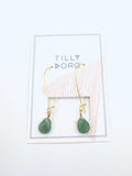 Green Stone Hoops