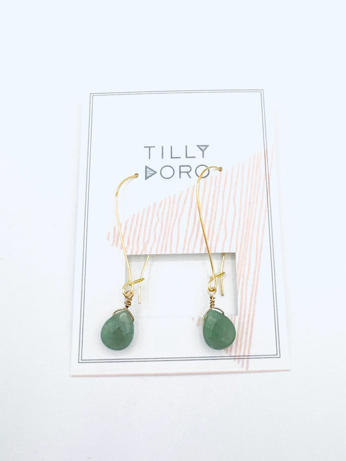 Green Stone Hoops