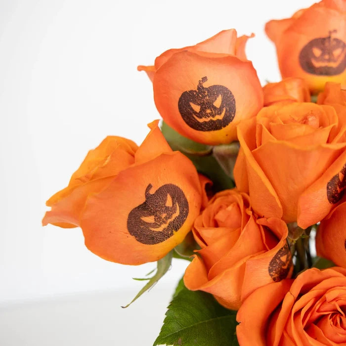 Halloween Jack O Lantern Personalized Roses Close Up - Image