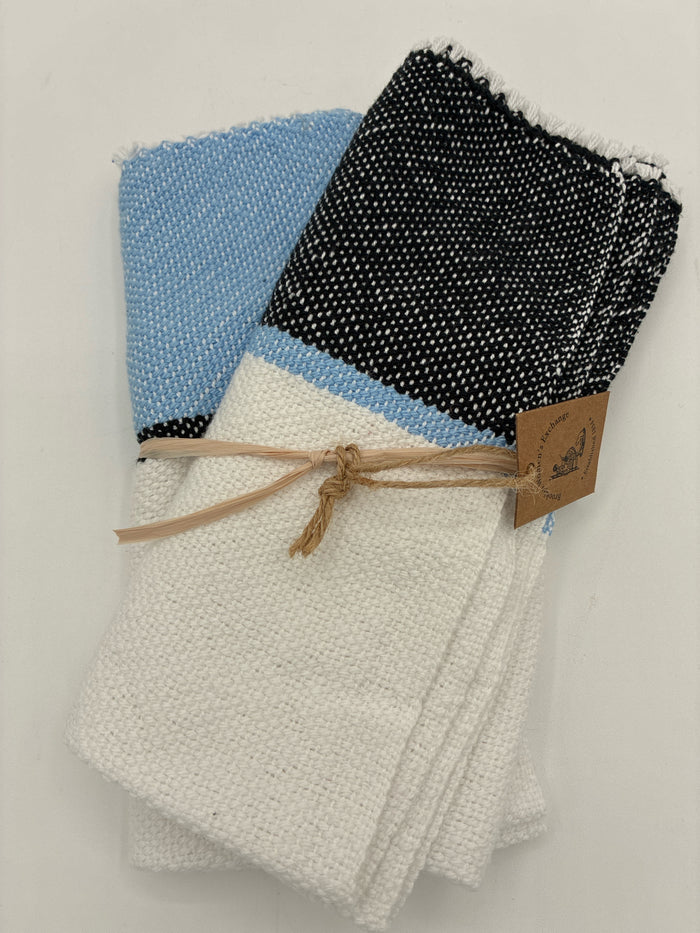 Hand Woven Center Stripe Napkins - Glacier