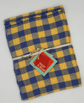 Hand Woven Checkerboard Towel - Periwinkle & Yellow
