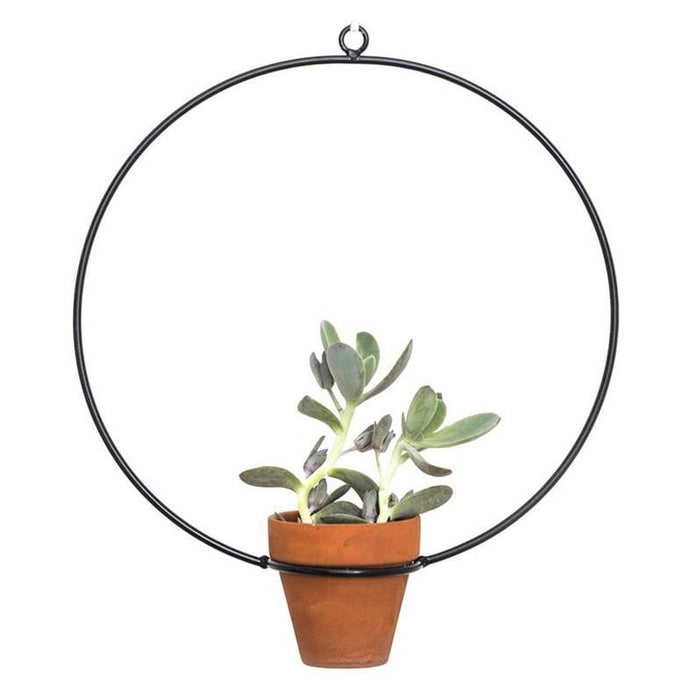 Hanging Circle Black Planter - Planters_Hanging