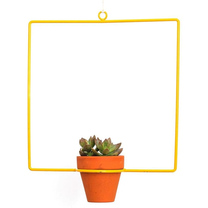 Hanging Square Yellow Planter - Planters_Hanging