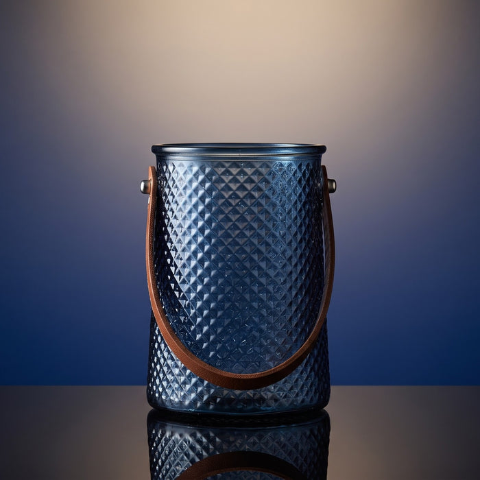 Haven Cross-Hatch Textured Glass Bucket Vase (W)