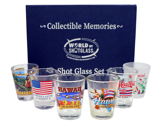 Hawaii United States USA Souvenir Boxed Shot Glass Set (Set of 6)