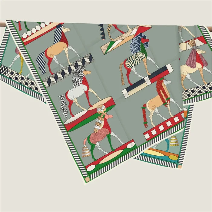 Horse Mane Green Double Print Scarf / 90cm