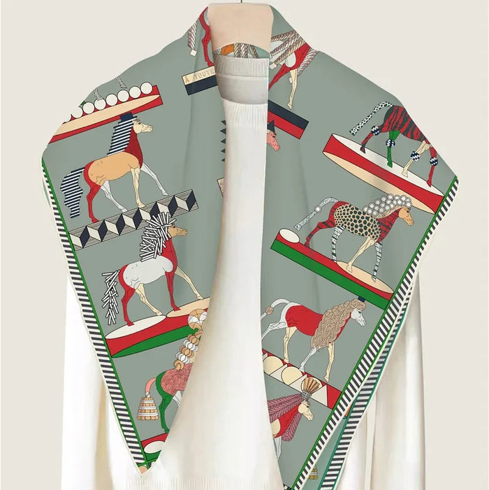 Horse Mane Green Double Print Scarf / 90cm