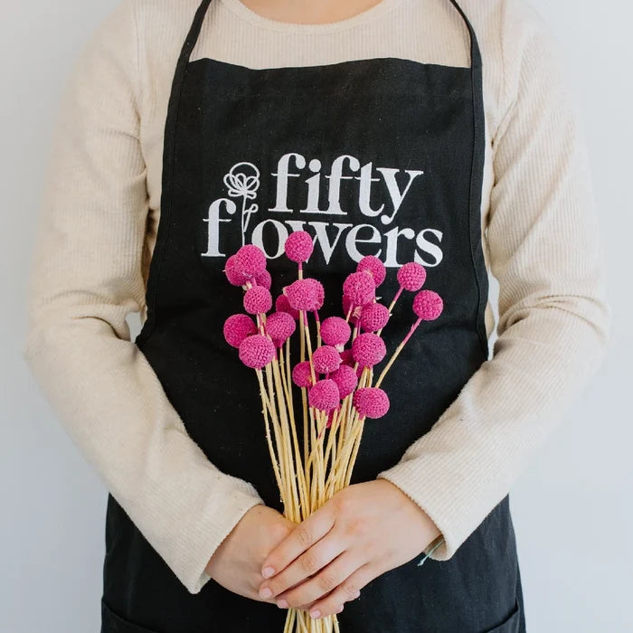 Pink Dried Craspedia Billy Ball Apron - Image
