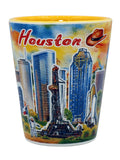 Houston Texas Yellow Skyline Ceramic Shot Glass